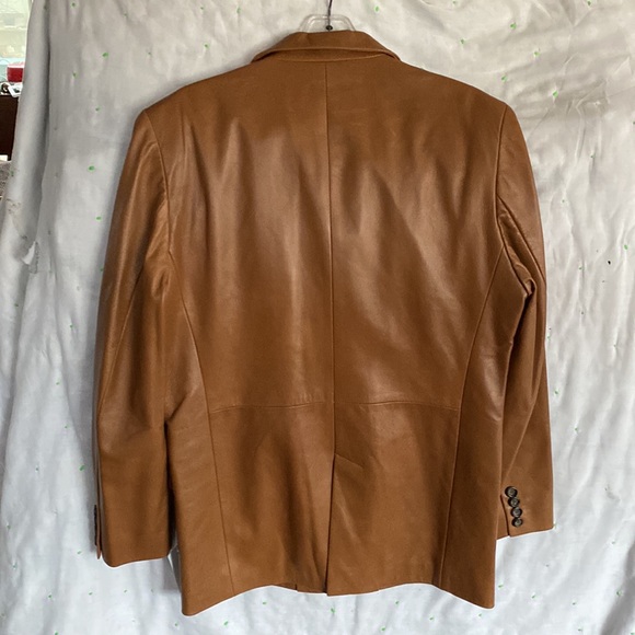 NWT Leather Renditions by Sandi camel brown lambs leather mens coat - Picture 2 of 4